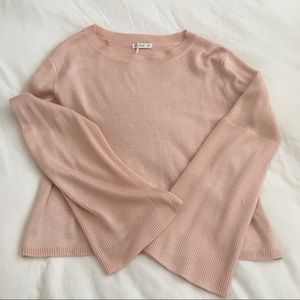 Blush pink bell sleeve sweater